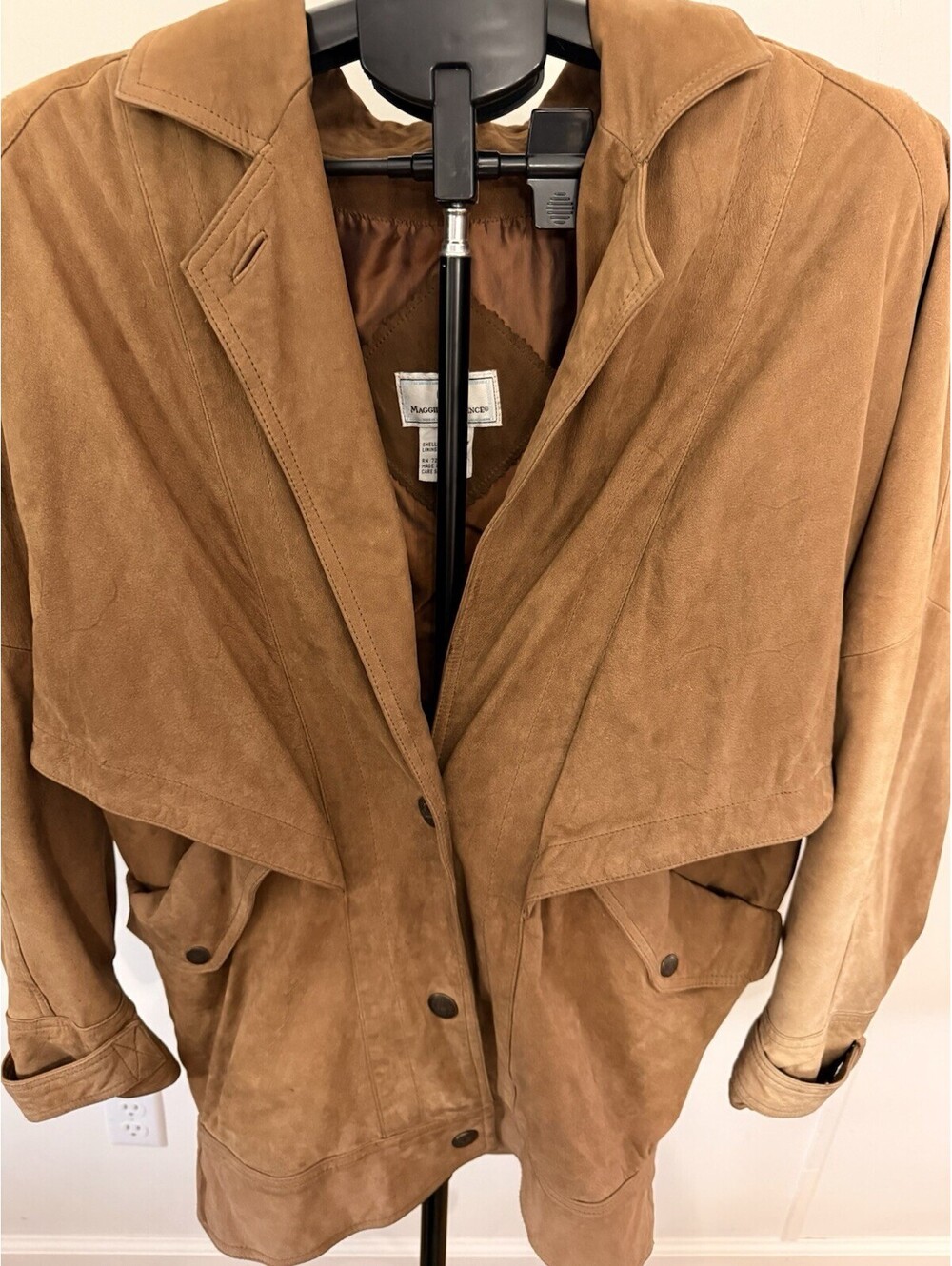 Vtg Maggie Lawrence Tan Suede Leather Womens Jacket Western Snaps 80’s Coat